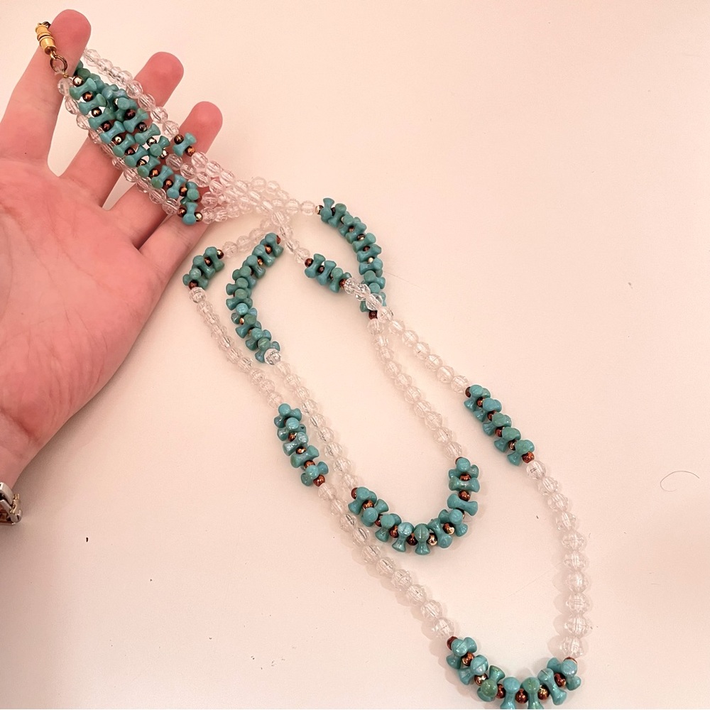 Vintage Aurora Borealis Faux Turquoise Mermaid Festival Southwestern Necklace